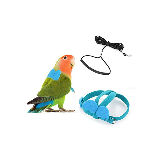 Rope Flight Training Adjust Nylon Rope Bird Harness and Pet Harness Rope Kit (Little Sun Blue (m))