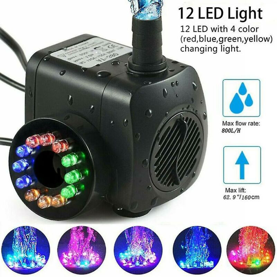 Submersible Water Pump Ultra Quiet 140 Gph10w) Colorful Led Light Pump,11