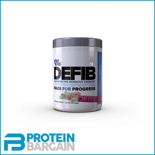 (Iced Blue Slush) HR Labs DeFib Pre Workout V2 Energy Focus Premium Ingredients 40/20 Serve 460g