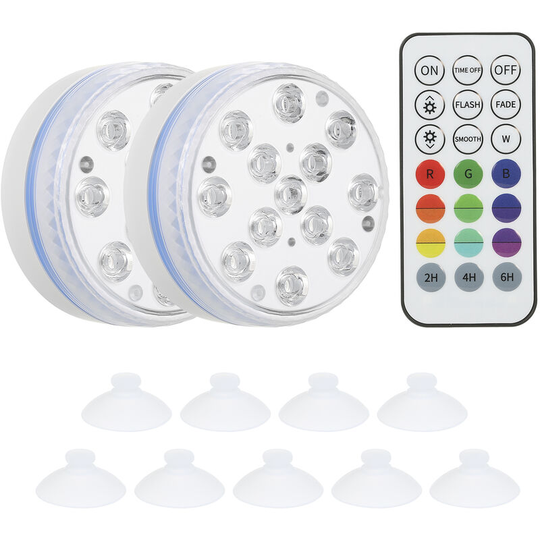 Tomshine - 13 LEDs Underwater Pool Lights with rf Remote Control Battery-operated rgbw 16 Colors Submersible Lamp Magnety & Suction Cups Mounting