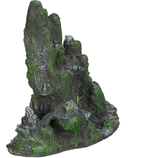 Relaxdays - Aquarium Decoration, Rock Formation, Natural Look Ornament, Resin, Fish Tank & Terrarium, 22 cm, Grey/Green