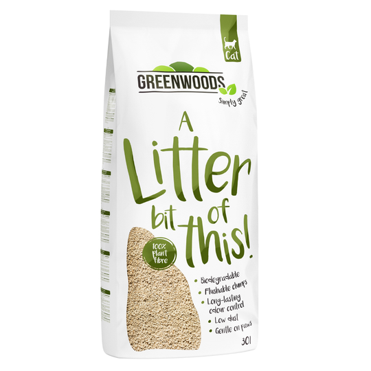 Greenwoods Plant Fibre Natural Clumping Litter - 30l (approx. 12.9kg)