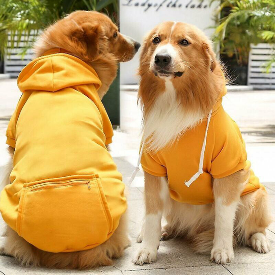 Bearsu - Large Dog Zip Pocket Hoodie Pet Puppy Clothing Drawstring Hoodie Sweatshirt