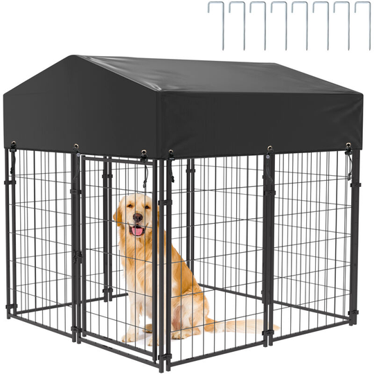 Bingo Paw - Outdoor Dog Kennel with Roof Heavy Duty Play Pen Metal Dog Cage, Extra Small 120 x 127 x 134cm