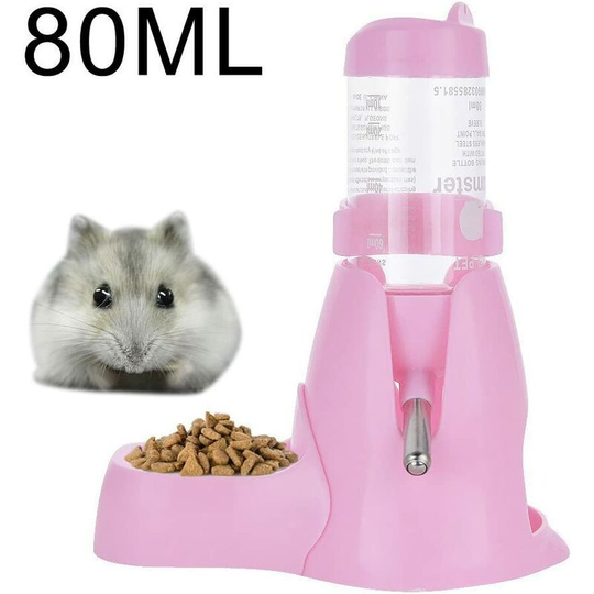 Perle Rare - Water Dispenser for Small Animals, Hamster, Guinea Pig, Rabbit, Rat, Ferret, Gerbil, Chinchilla, 80ml, Pink