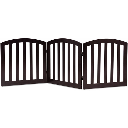3-Panel Wooden Dog Gate Freestanding Pet Fence Baby Folding Safety Barrier