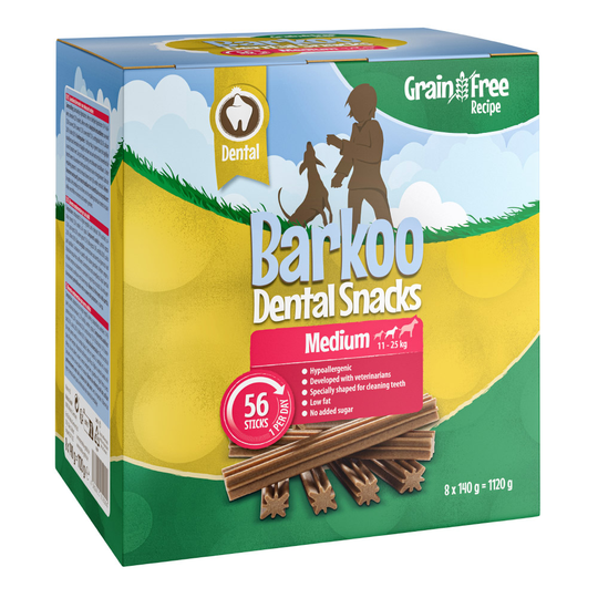 Barkoo Dental Snacks Grain-Free Saver Pack - Medium Dogs (56 Chews - 1.12kg)