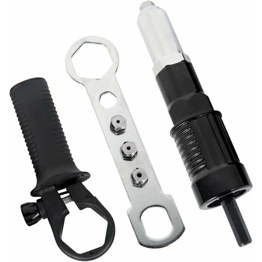 Echoo - Electric Riveter Gun Adapter Riveter Drill Adapter Riveter Insert Nut Tool with Diameter 2.4/3.2/4.0/4.8mm Rivet Head and Black Handle Wrench