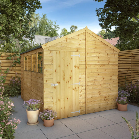 8 ft. W x 10 ft. D Solid Wood Shiplap Apex Garden Shed