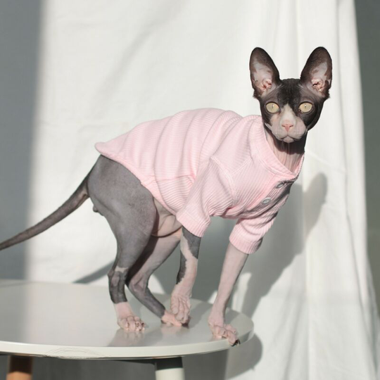 Pet clothes hairless cat spring and autumn pink stretch thread T-shirt dog Teddy small dog vip Garfield m size thin long version (chest 32', neck