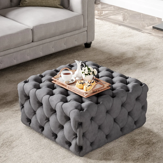 Coby 70Cm Wide Velvet Tufted Square Cocktail Ottoman