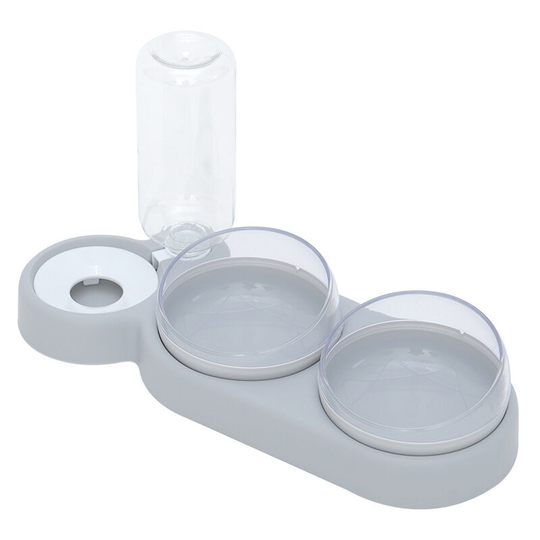 Double Raised Cat Bowl, 15° Tilt Anti Vomiting Cat Bowl 3-in-1 pet bowl with automatic water retention available for cats and puppies