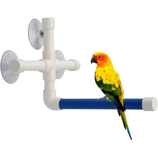 Portable bird perch with suction cup for parrot - window bath support - wall hanging