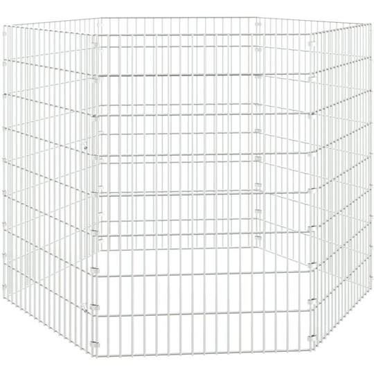 6-Panel Rabbit Cage 54x80 cm Galvanised Iron vidaXL - Silver