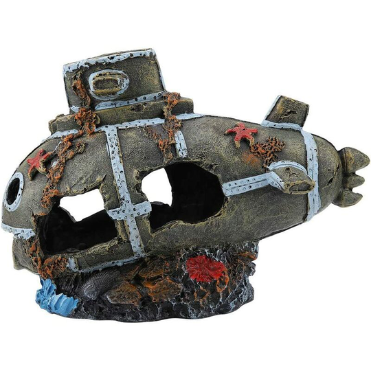 Resin fishing boat, Artificial damaged underwater Aquarium Fish Tank Ornament Landscape decoration decor