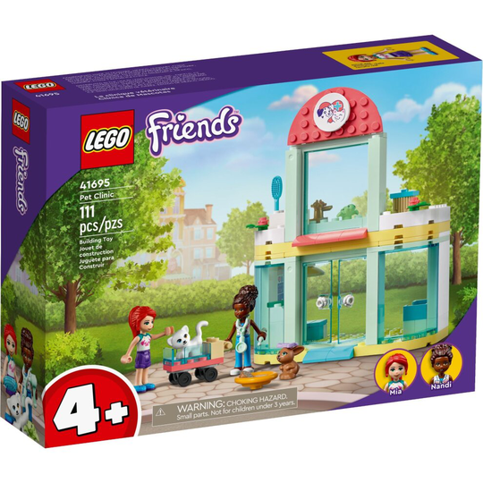 LEGO 41695 Friends Pet Clinic Vet Set, Animal Rescue Toy for Kids 4 + Years Old with Mia Mini Doll, Cat & Rabbit Figures, Gift Idea