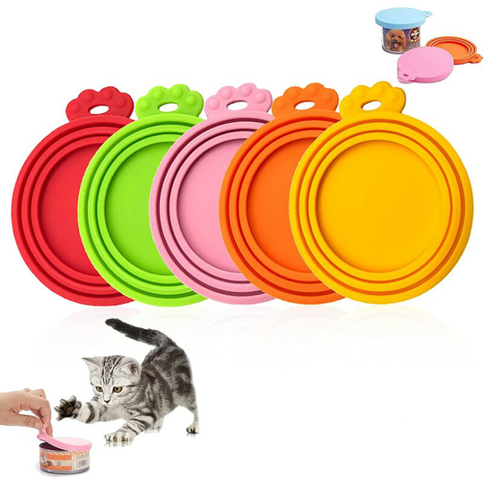 5 Silicone Stoppers for Canned Pet Foods, Universal Food Lid Closing Caps, Suitable for Canned Foods for Cats and Dogs