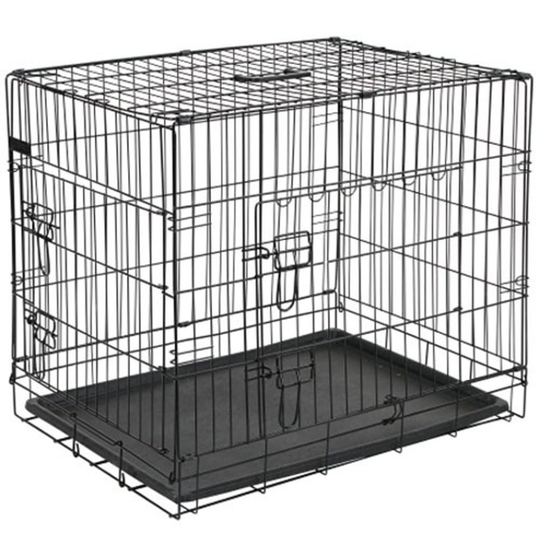 @Pet Dog Crate Metal 63x44x50.5 cm Black 15001