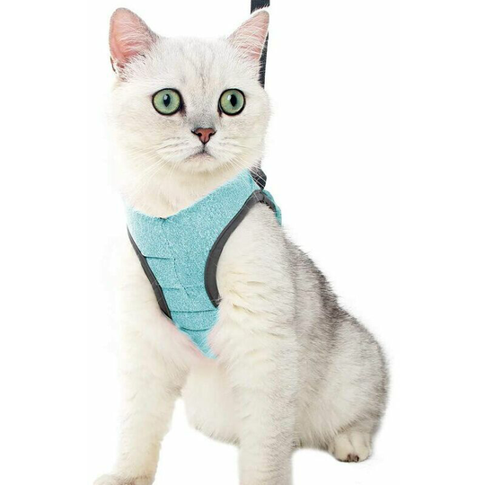 Cat Harness - Ultra Light Cat Harness and Leash Set Leak Proof Adjustable Kitten Harness for Puppy Rabbit Ferret Newgreen l