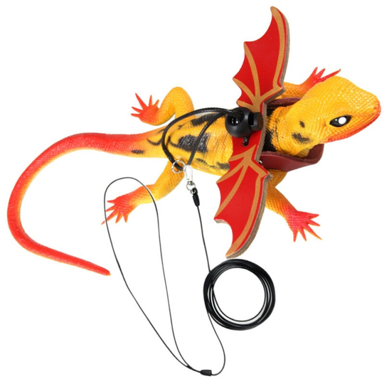Pet Harness, 3 Leather Bearded Dragon Lizard Harness Hammock Set Adjustable Outdoor Harness Leash for Small Pets Lizard Reptiles, red