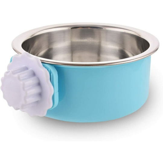 Denuotop - Dog Crate Removable Stainless Steel Tray Hanging Pet Cage Small Water Bowl Feeder Dog Food Cats Rabbits Birdsgreen Pet Accessories Small