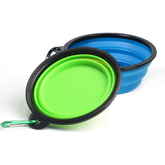 Aougo - Collapsible Dog Bowl, 2 Pack Portable Pet Water Bowls, Expandable Travel Pet Feeding Bowls with Carabiner for Small Pet, Dog, Cat, Water