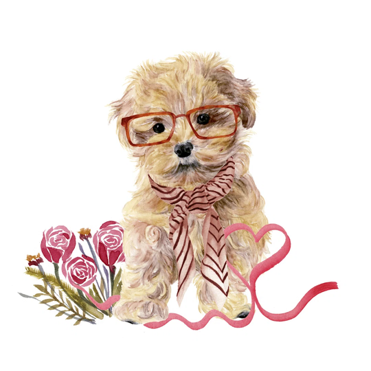 Valentine Puppy II by Melissa Wang - Wrapped Canvas Painting