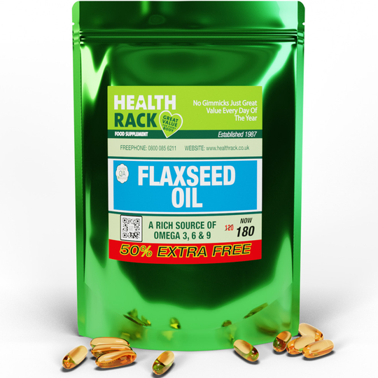 Flaxseed Oil 1000mg 180 Capsules, High Strength Omega 3, 6 and 9