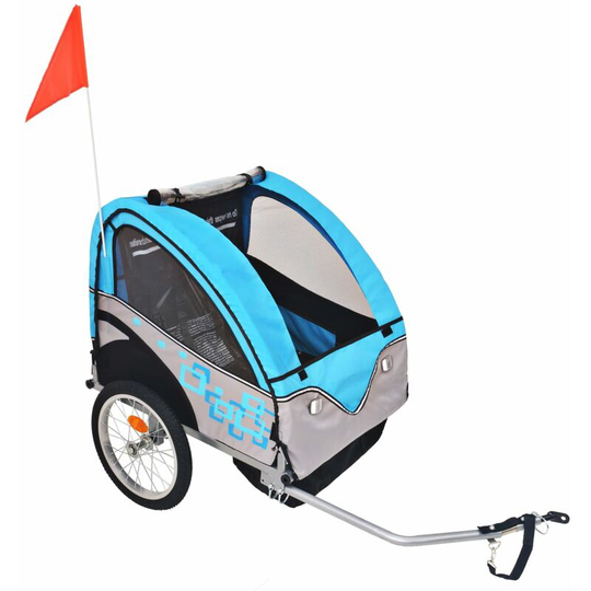 Kids' Bicycle Trailer Grey and Blue 30 kg - Grey