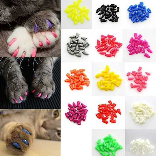 20pcs Colorful Soft Non-toxic Pet Cat Claw Covers Paws Nail Caps Protective High Thsinde