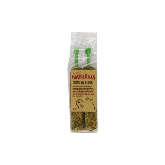 Dandelion Stick Small Pet Treat (Pack of 2) (120g) (Brown) - Brown - Rosewood