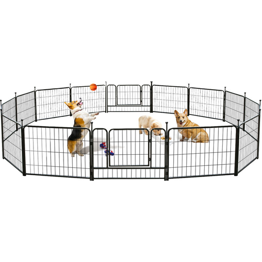 16 Panels Heavy Duty Metal Dog Playpen Exercise Fence 32 Inch h Outdoor/Indoor