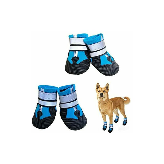 Dog Boots, 4 Pieces Waterproof Dog Shoes with Reflective Straps, Non-Slip Paw Protectors Shoes for Small Medium Large Dogs (xl, Blue)