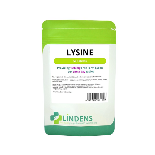 Lindens Lysine 1000mg 50 tablets (L-Lysine) L-Lysine Hydrochloride Supplement