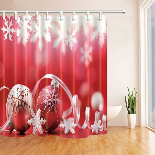 Christmas Red Pine Nuts Pattern Print Polyester Fabric Bath Curtain, Bathroom Shower Curtain 160x180 Cm E---5762 Thsinde