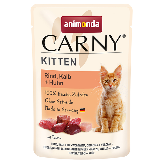 Animonda Carny Kitten Pouch Saver Pack 24 x 85g - Beef, Veal & Chicken