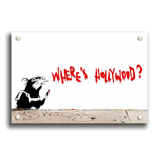 Rat Wheres Hollywood by Banksy - Unframed Graphic Art Print on Acrylic