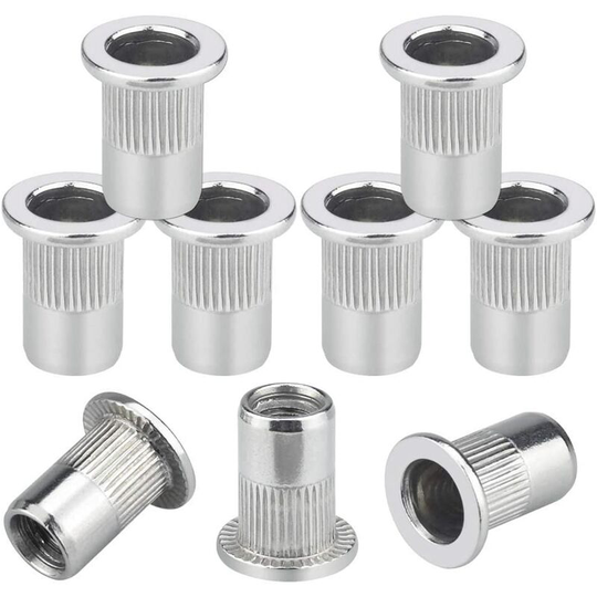 Betterlifegb - 50pcs M6 Rivet Nut Flat Head Threaded Inserts Mounting Nuts Stainless Steel Nut Sound Nut Cylindrical Insert Integrated Nuts with