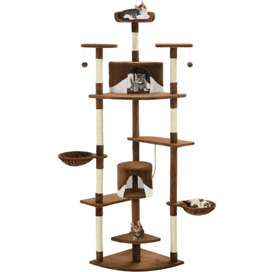Cat Tree with Sisal Scratching Posts 203 cm Brown and White - Multicolour
