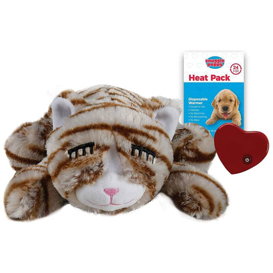 Heartbeat Stuffed Cat Toy Grey and White Snuggle Puppy grey and white