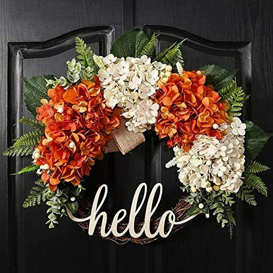 Monly - 18 Inch Fall Wreath, Front Door Wreath, Hydrangea Wreath, Fall Wreath, Good Morning Wreath, Thanksgiving Fall Front Door Decoration Wreath