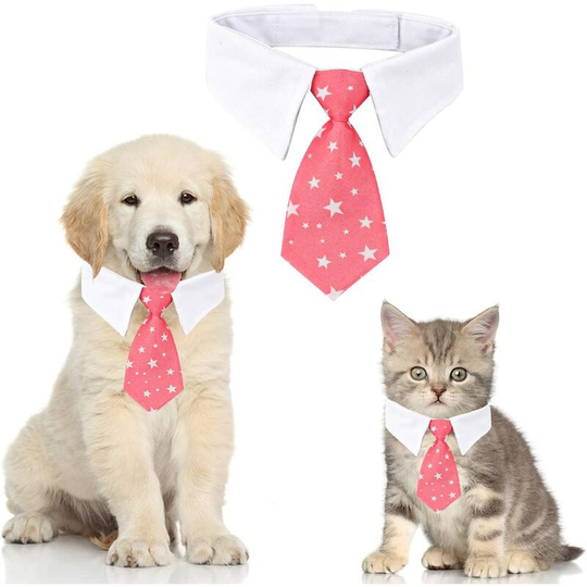 Cat Dog Tie Adjustable Pet Cat Neck Tie for Small Dogs Puppy Accessories (s, Star-Pink)