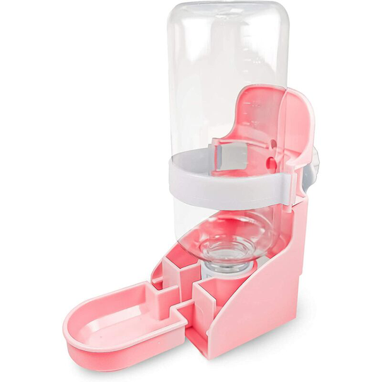 500ml Water Dispenser for Cats and Dogs,Hanging Small Animal Water Dispenser,Automatic Pet Drinking Fountain (Pink)