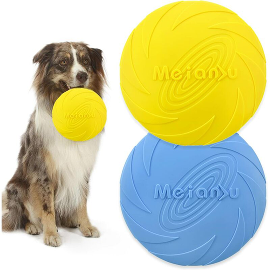 Soekavia - 2 Pieces Frisbee Toy for Dogs, Dog Frisbee, Dog Freesbee, Rubber Throwing Disc, Dog Disc, for Games Sports Exercise Activity and Outdoor
