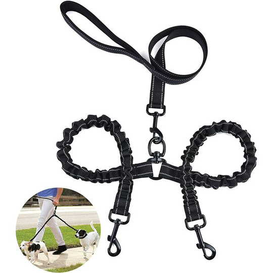 Edipets Double Dog Leash Extendable Reflective Anti Strap 360° Tangle Free Dog Training Leash