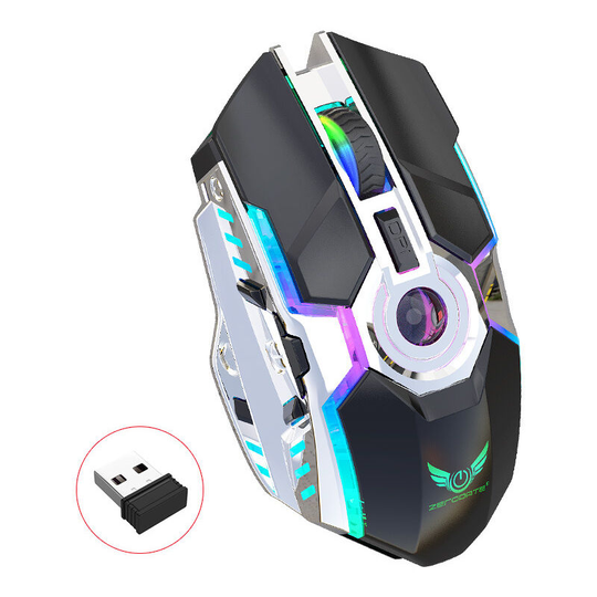 Rechargeable Wireless Mouse rgb Lighting 2.4G Mouse Ergonomic Design abs Material (Black)