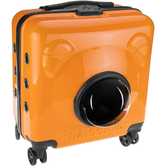 Pet bubble capsule Suitcase for transporting cats and dogs Rigid orange plastic carrier - Primematik