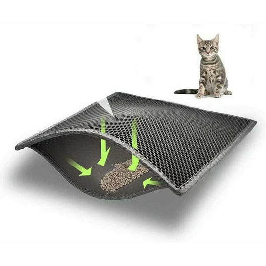 Cat Litter Mat,Waterproof Non Toxic EVA,Cat Litter Tray Mat,Double Layer Honeycomb Design