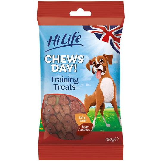 HiLife TREAT ME! - Dog Training Treats - with Succulent Sliced Sausage - Soft, Moist & Tender, 8 Bags x 180g