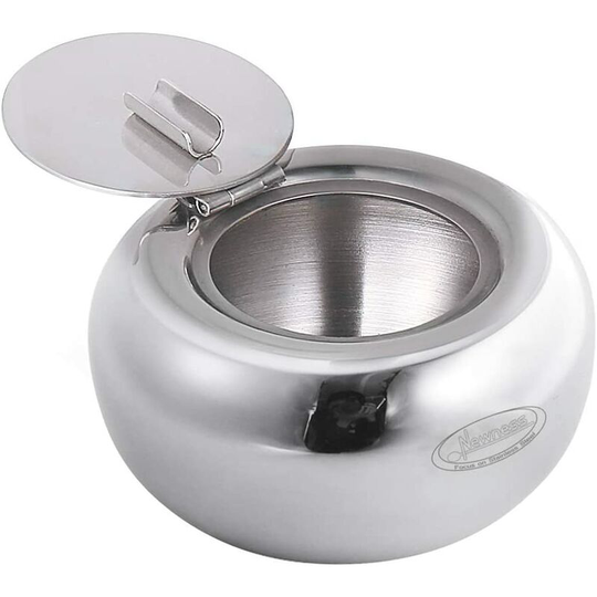 Sun Flowergb - Modern stainless steel tabletop ashtray with lid for indoor or outdoor use, perfect for home or office